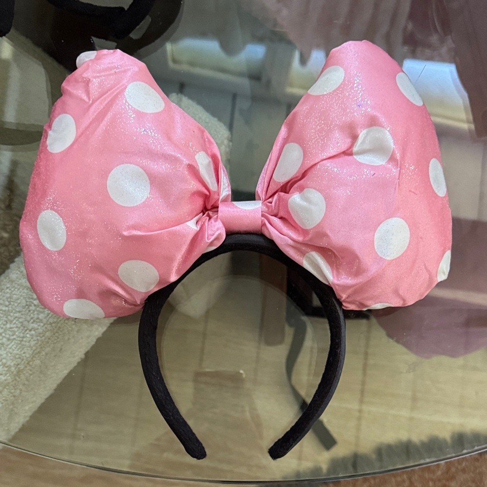 Disney Minnie Mouse Pink Polka Dot Bow Ears Headband